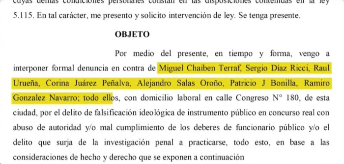 Parte de la denuncia presentada por el interventor de la Caja Popular de Ahorros, José Diaz.
